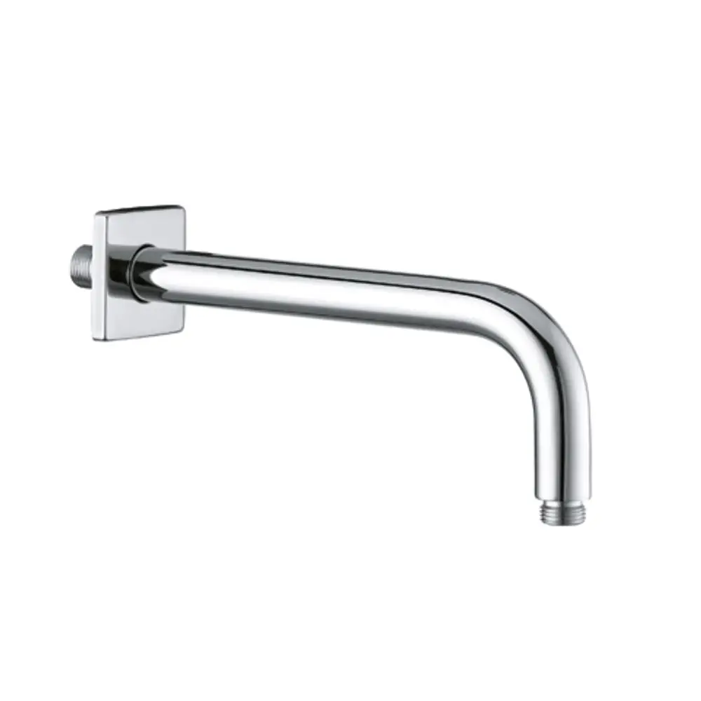 Wand-Brausearm aus verchromtem Material mit eckiger Wandrosette, geeignet für die Montage an der Wand. Kludi-Design, funktional und robust.